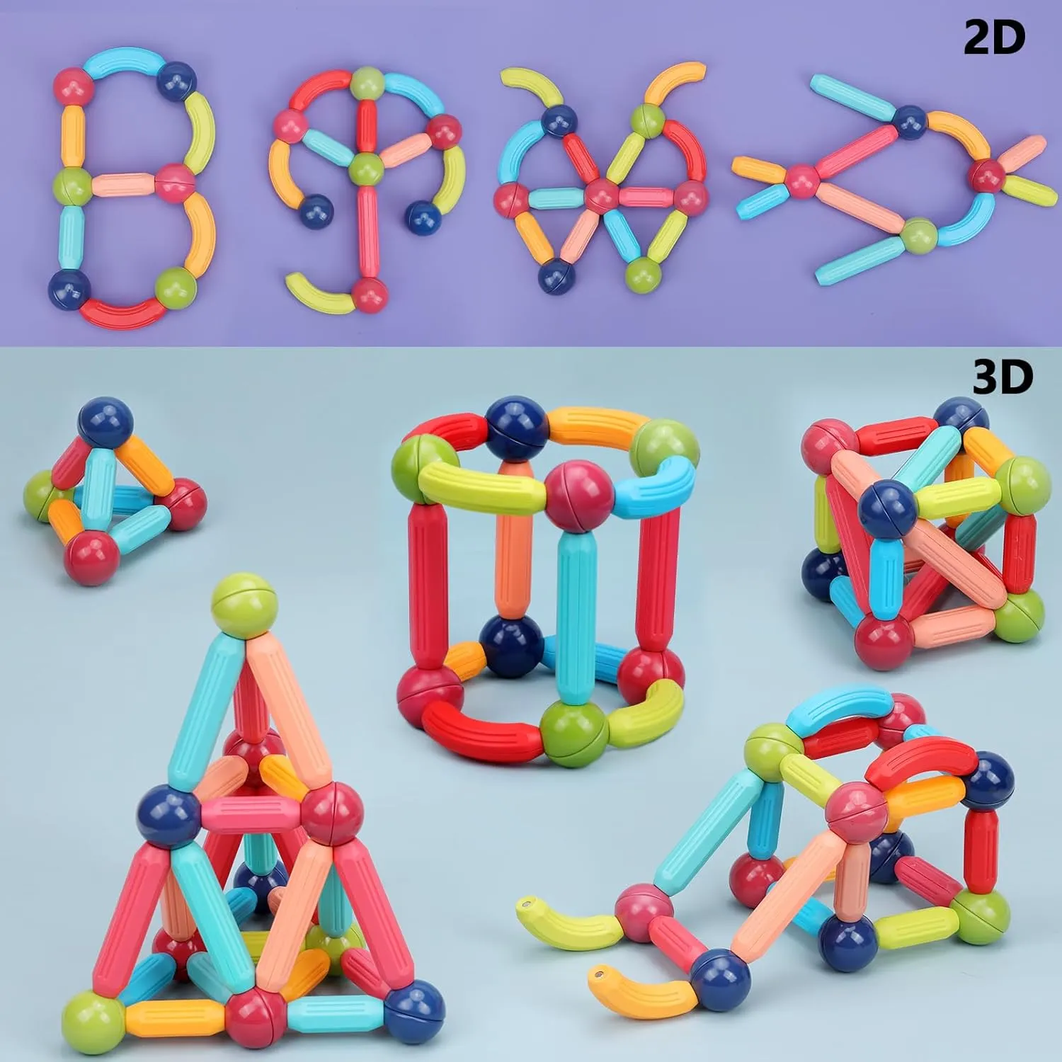 COUOMOXA Magnetic Toy STEM for Toddlers: 74pcs Educational Building Blocks Set for 3 4 5 6 7 8 Years Old Kids - Puzzle Toys for Kids Age 3-8 Home School - Birthday Gift for Boys Girls