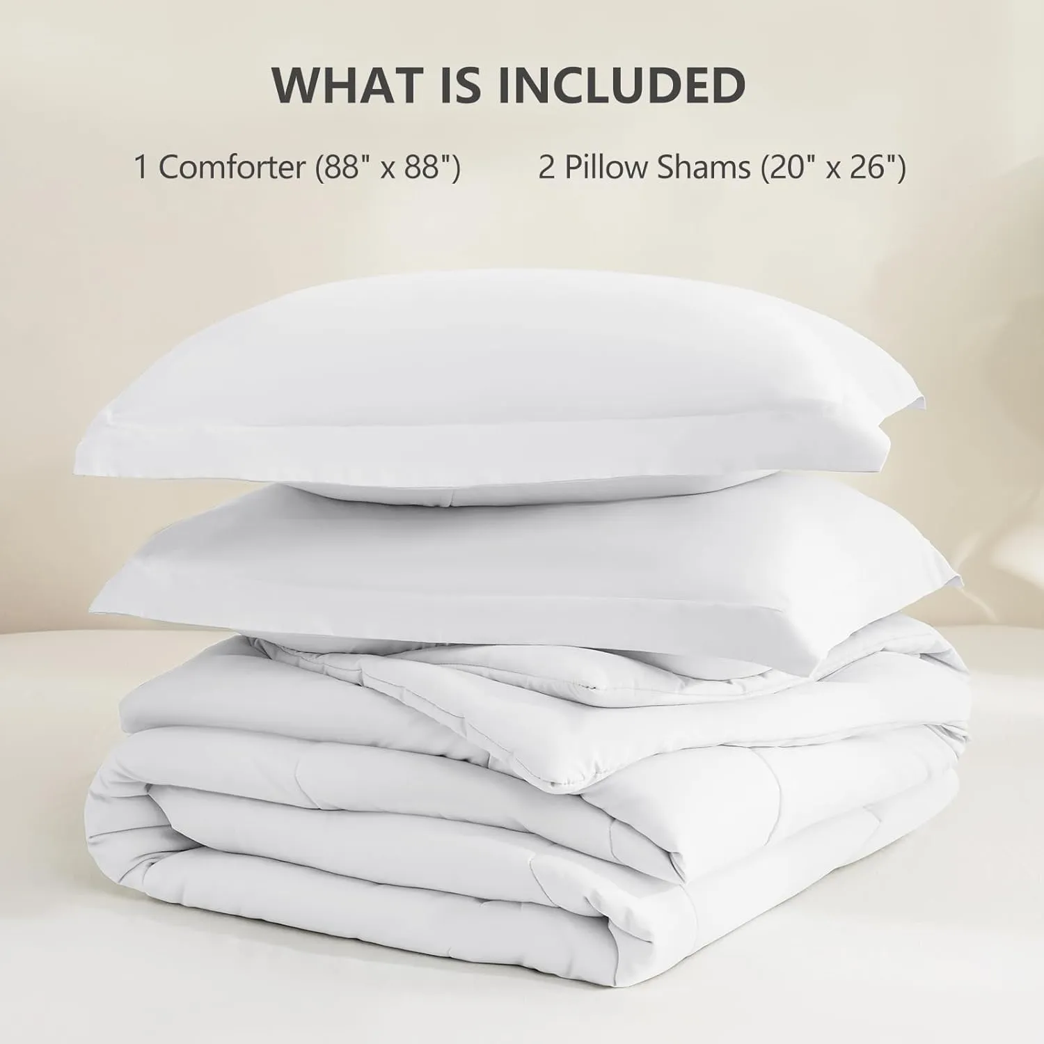 CozyLux Queen Size Comforter Sets White - 3 Pieces Box Stitched Queen Bed Set for All Seasons, Soft Lightweight Bedding Sets with 1 Down Alternative Comforter and 2 Pillow Shams