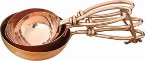 Creative Co-Op Hammered Stainless Steel Leather Tie (Set of 4 Sizes) Scoops, Copper