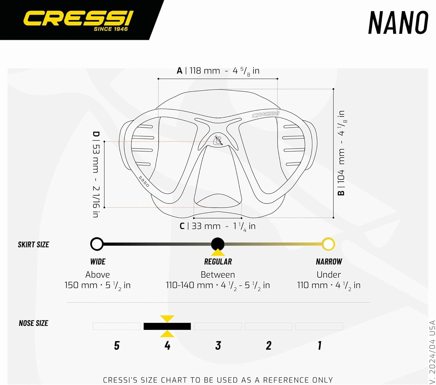 Cressi Low Volume Adult Mask for Scuba, Freediving, Spearfishing Nano Made in Italy