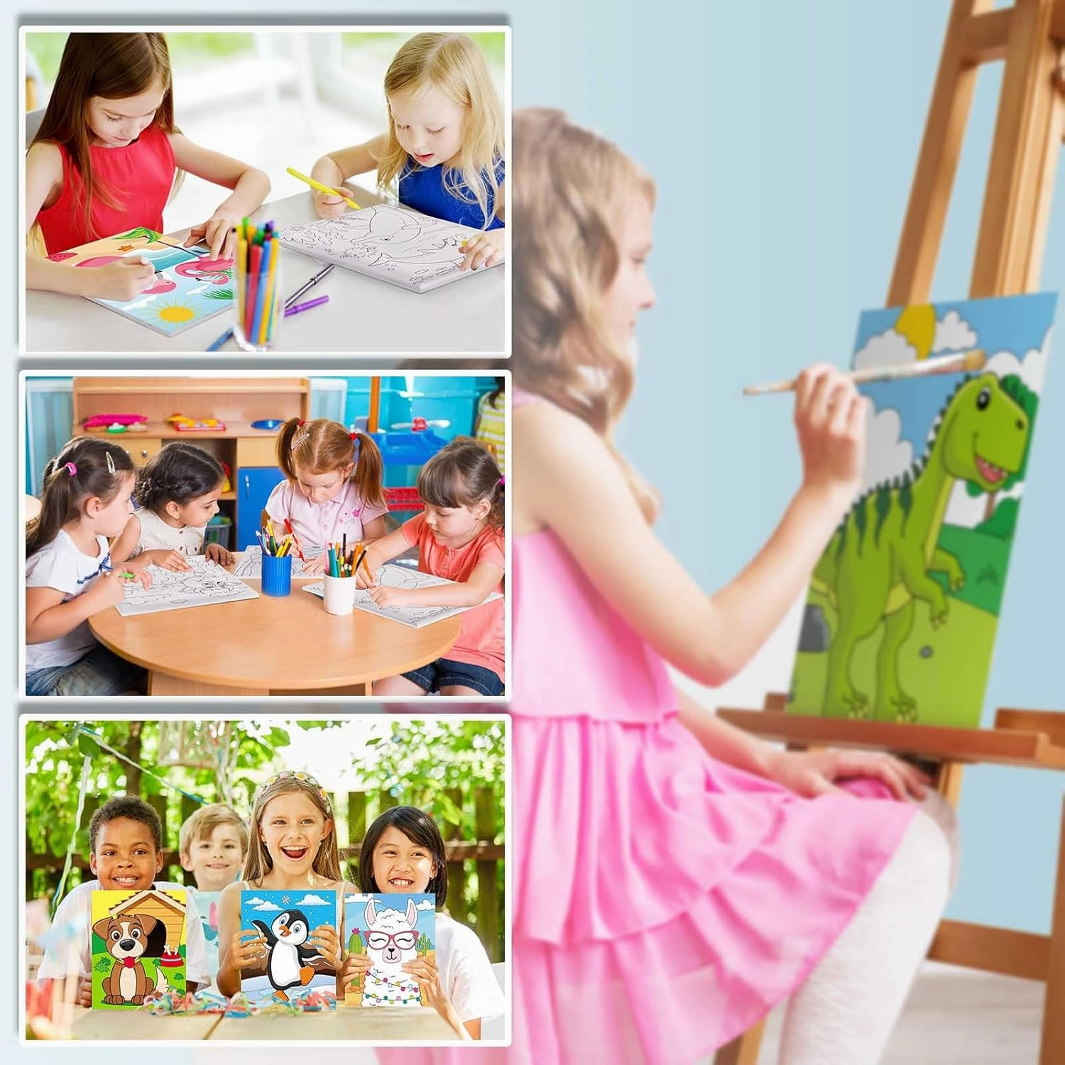 Ctosree 12 Pcs Pre Drawn Canvas for Painting for Boys Girls Pre Printed Cute Bulk Painting Canvas with Pictures to Paint Gift for Valentines Party Favor Activities(Animals,10" X 8")