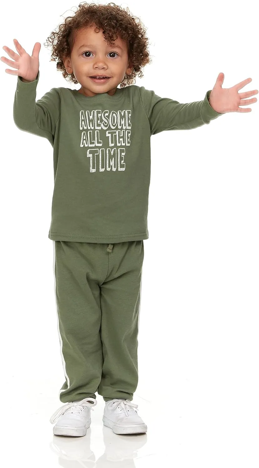 Cudlie 5-Pack Baby/Toddler Boys Jogger Pants - Lightweight Tapered Sweatpants - Lounge Jogger for Boys
