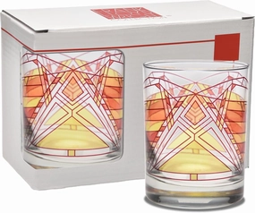 Culver Frank Lloyd Wright DOF Double Old Fashioned Glass 14-Ounce (Gift Boxed Set of 2, Dana Thomas Butterfly)