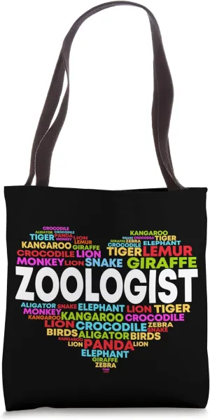 Cute Zoologist Heart Love Animals And Wildlife Conservation Tote Bag