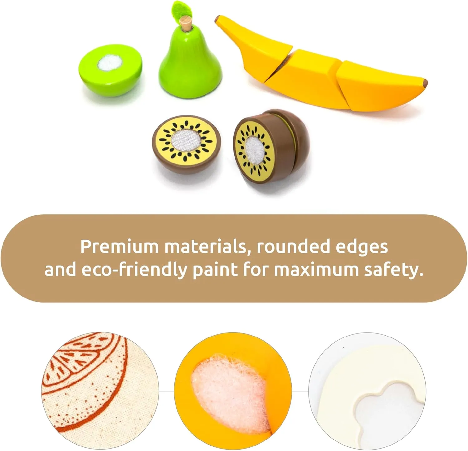Cutting Fruit Set - Wooden Play Food Kitchen Accessory, Multi - Pretend Play Accessories, Wooden Cutting Fruit Toys for Toddlers and Kids Ages 3 