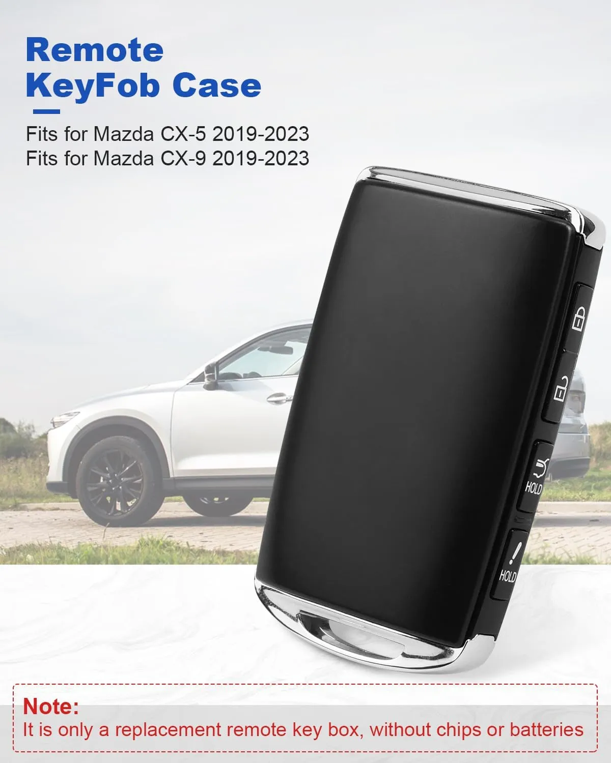 CX5 CX9 Remote Key Fob Case Shell Keyless Entry Replacement for Mazda CX-5 CX-9 2019 2020 2021 2022 2023, OE# WAZSKE13D03