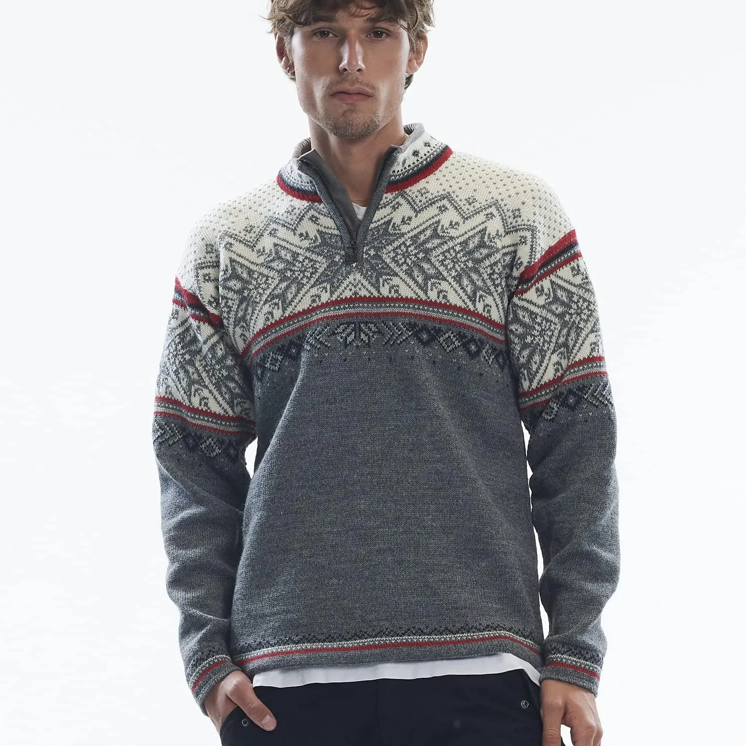 Dale of Norway Vail Sweater - 100% Lightweight Wool Sweater - Mens Sweaters - Unisex Ski Sweater - Quarter Zip Pullover Men