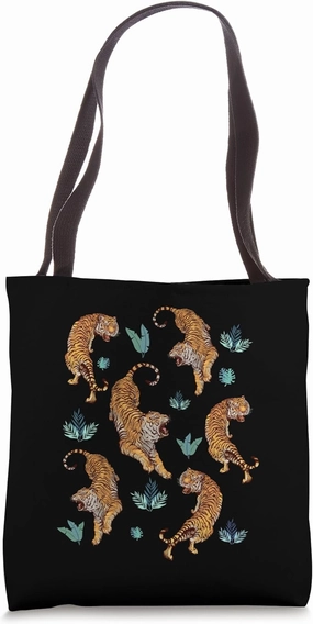 Dancing Tigers Funny Genus Panther Felidae Cat Lover Novelty Tote Bag