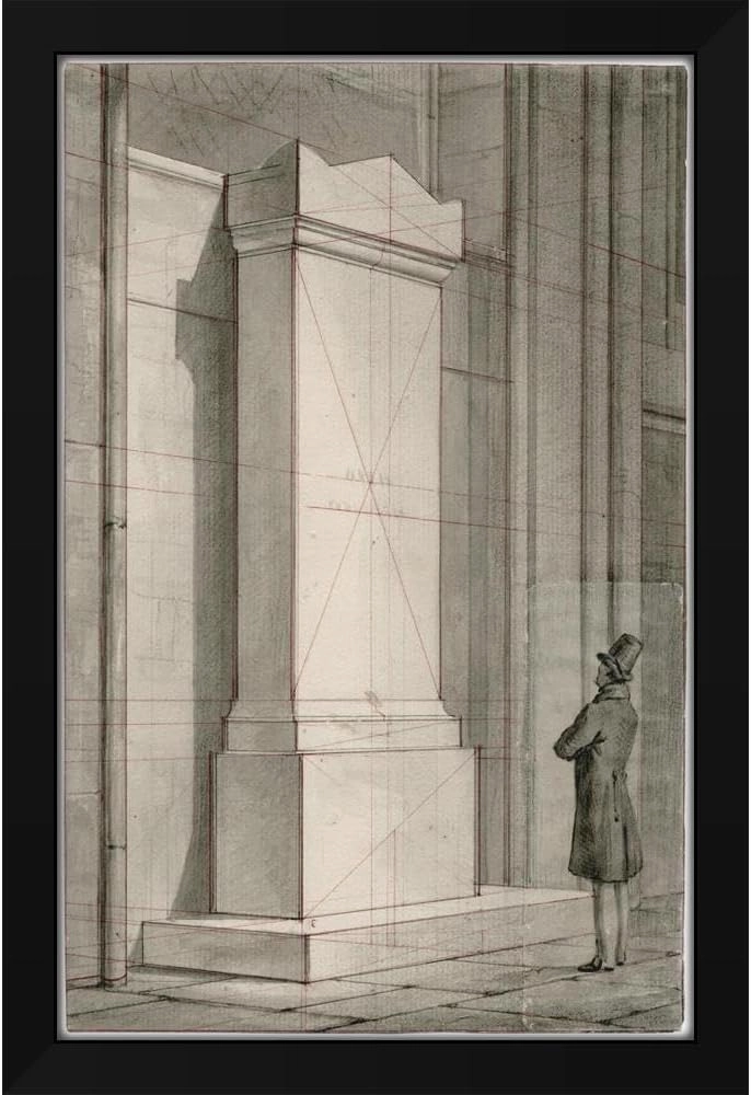 David Humbert De Superville 31x48 Huge Black Modern Framed Art Print Titled: Funerary Monument for J.M. Kemper in Leiden, Pieterskerk