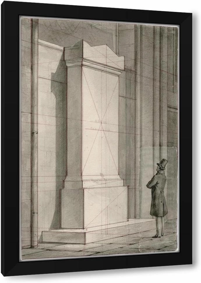 David Humbert De Superville 31x48 Huge Black Modern Framed Art Print Titled: Funerary Monument for J.M. Kemper in Leiden, Pieterskerk