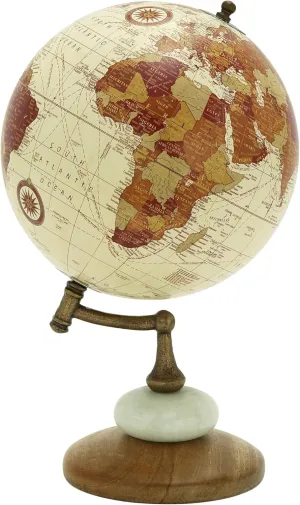 Deco 79 Contemporary Mango Wood Globe Globe, 8" x 8" x 14", Cream