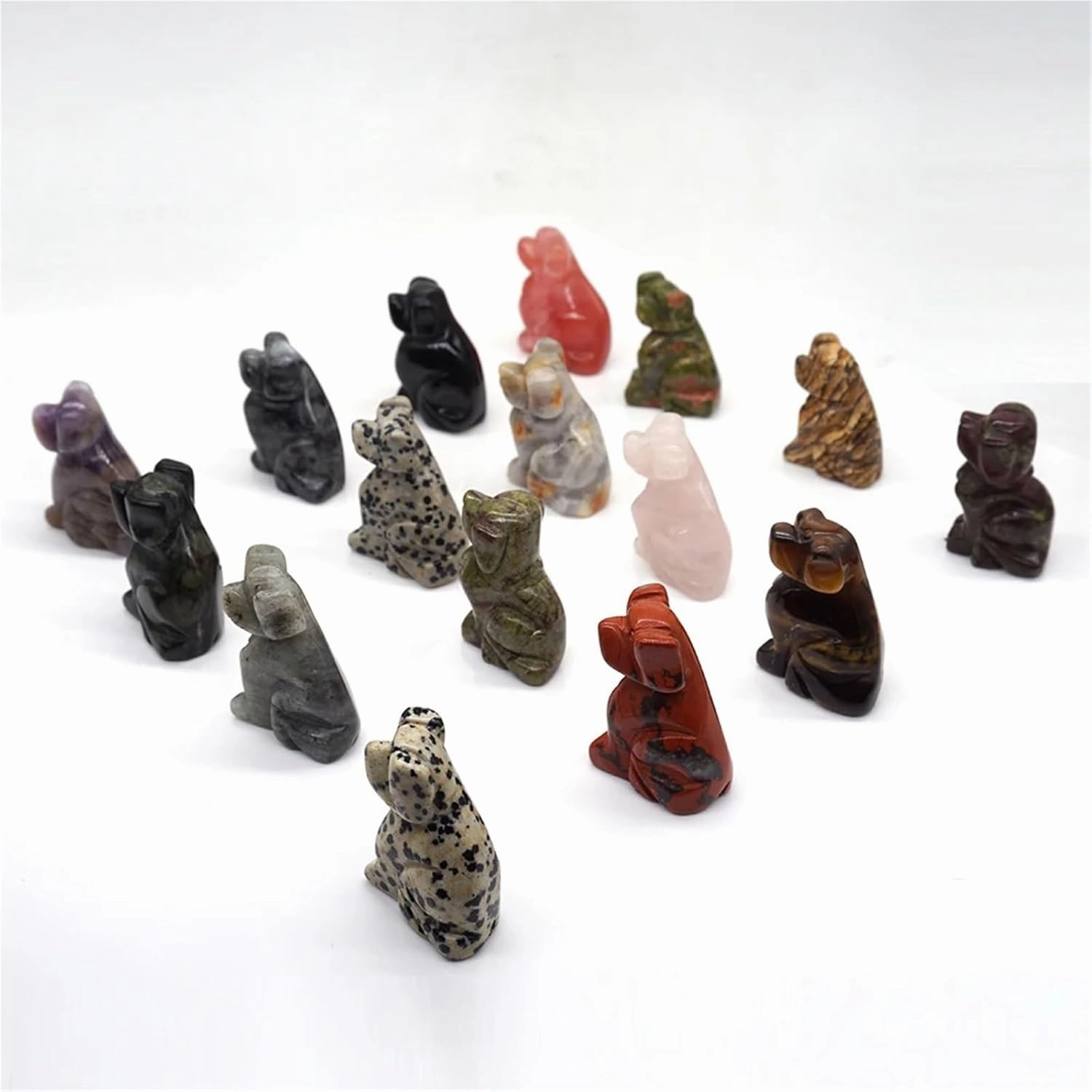 Decor Statue Dog Statue Natural Gemstone Animals Figurines Reiki Stones Home Decoration Room(Crazy Agate)