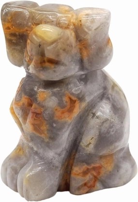 Decor Statue Dog Statue Natural Gemstone Animals Figurines Reiki Stones Home Decoration Room(Crazy Agate)