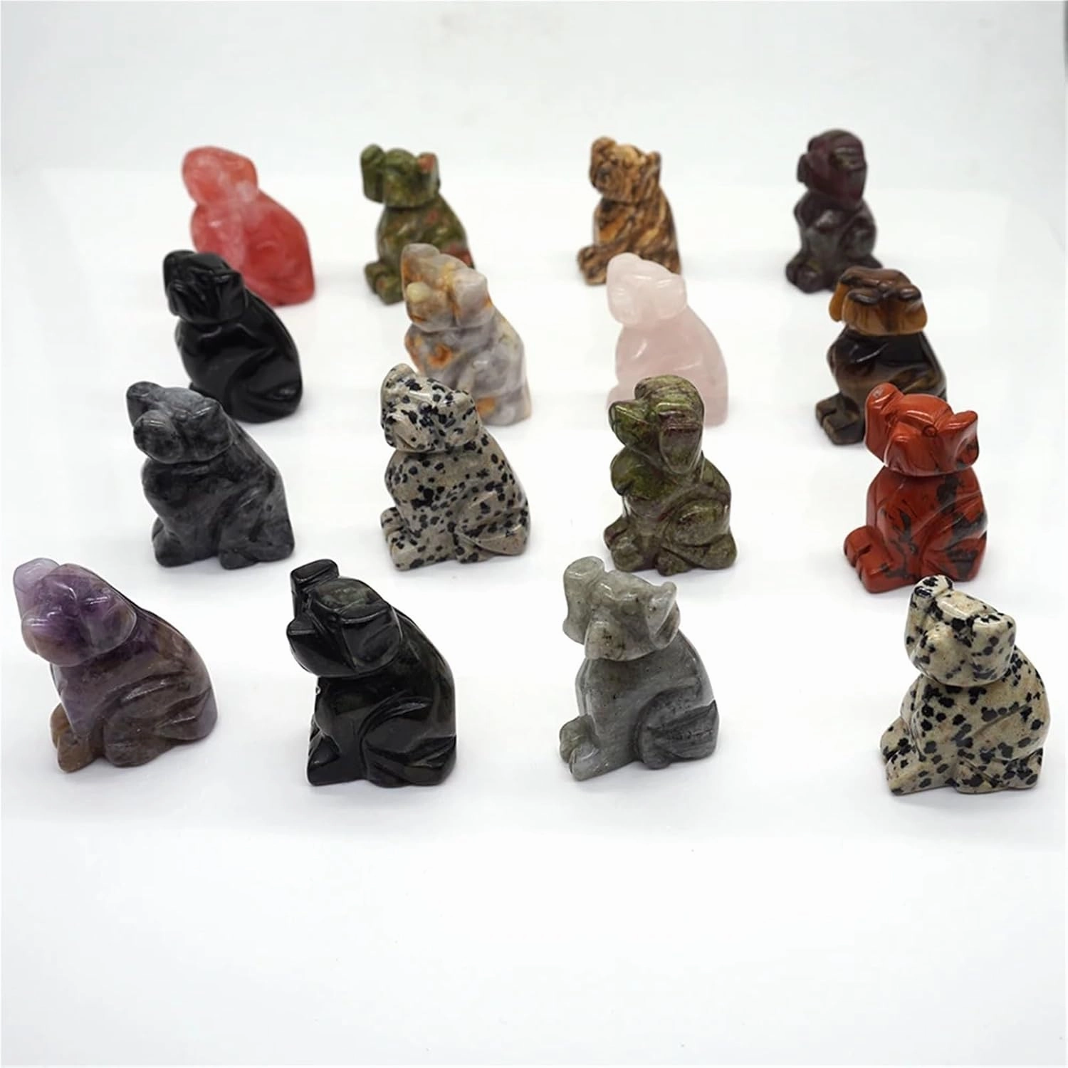 Decor Statue Dog Statue Natural Gemstone Animals Figurines Reiki Stones Home Decoration Room(Crazy Agate)