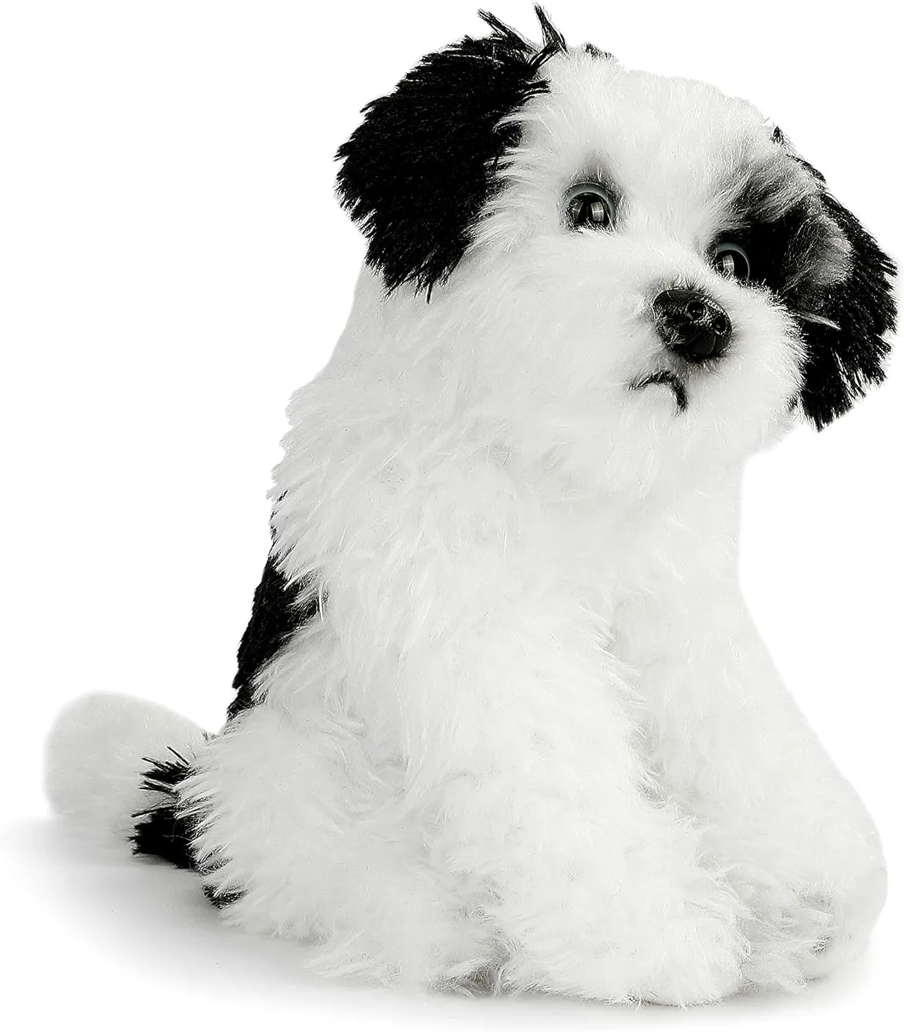 DEMDACO Animalcraft Terrier Mix Rescue Breed Dog Black and White 9.5 Inch Plush Fabric Stuffed Figure Toy