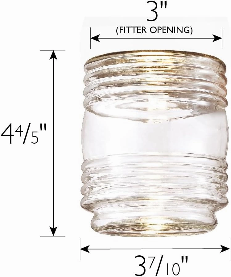 Design House Jelly Jar Light Replacement Glass, Clear Cylinder, 3-Inch Opening, 924076