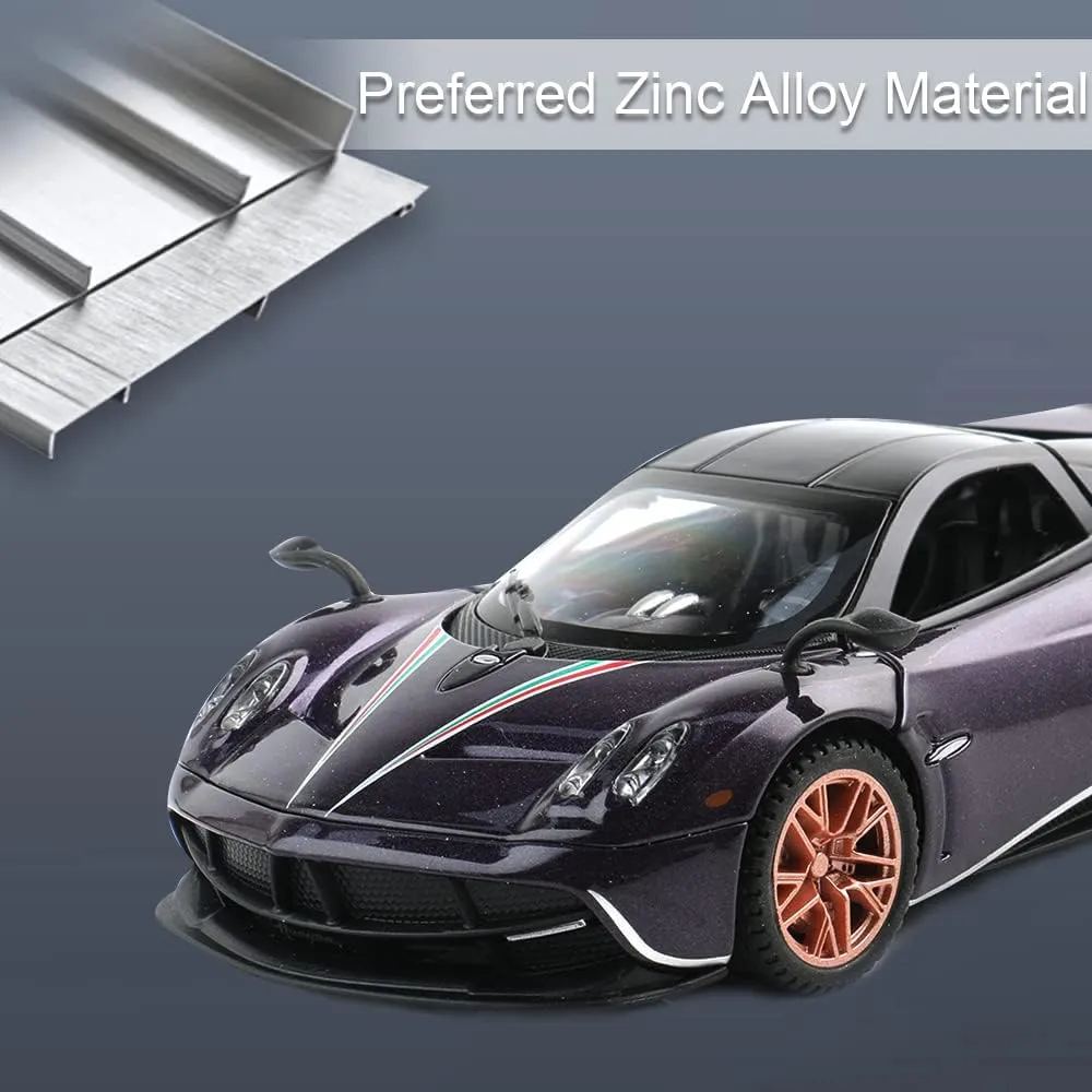 Diecast Toy Car Collectible Pagani Huayra Dinastia Sports Car Model,1:32 Scale Zinc Alloy Simulation Casting Pull Back Vehicles with Lights and Music for Toddlers Kids Children Gift(Purple)