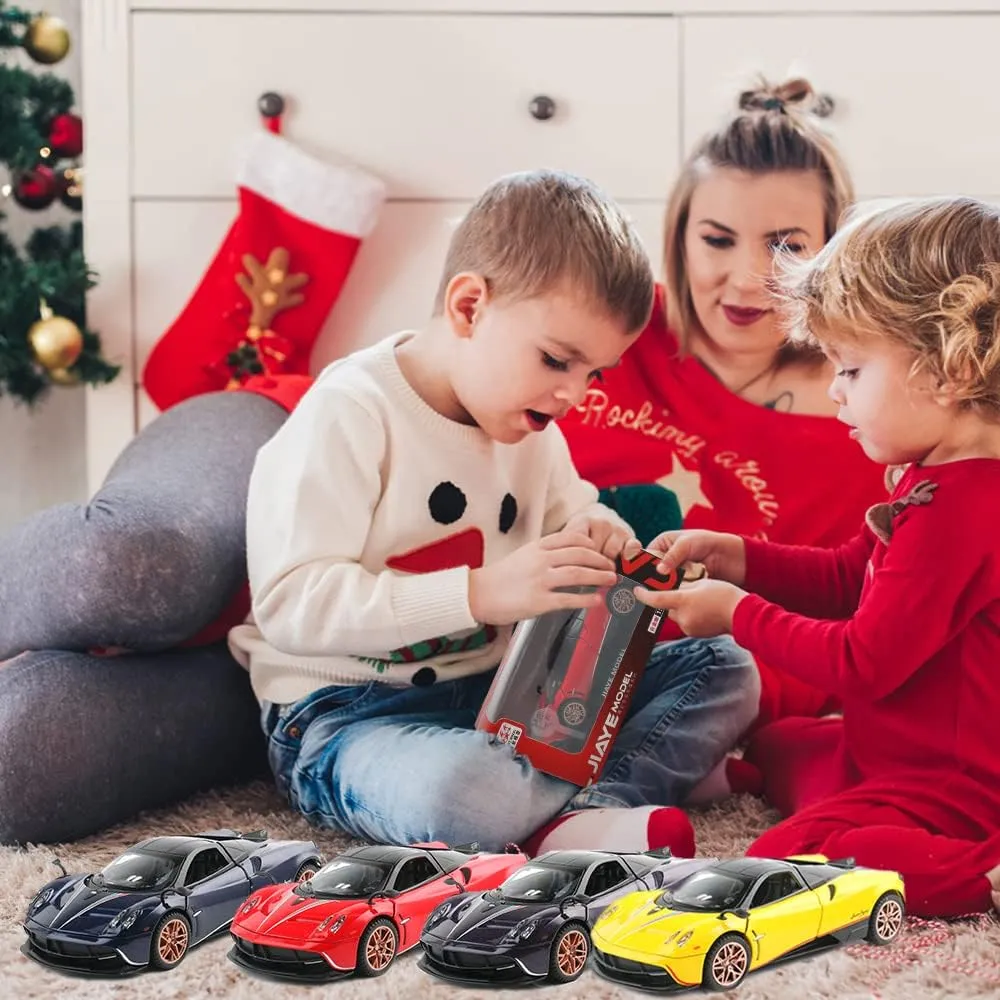 Diecast Toy Car Collectible Pagani Huayra Dinastia Sports Car Model,1:32 Scale Zinc Alloy Simulation Casting Pull Back Vehicles with Lights and Music for Toddlers Kids Children Gift(Purple)