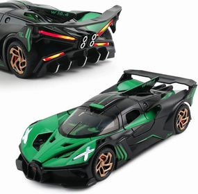 Diecast Toy Car Bugatti Bolide Sports Car Model,Zinc Alloy Simulation Casting Pull Back Vehicles,1:32 Scale Mini Electronic Supercar Toys with Lights and Music for Toddlers Kids Children Gift