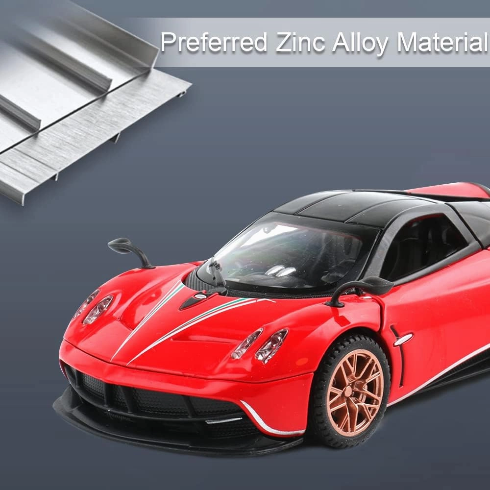 Diecast Toy Car Collectible Pagani Huayra Dinastia Sports Car Model,1:32 Scale Zinc Alloy Simulation Casting Pull Back Vehicles with Lights and Music for Toddlers Kids Children Gift(Red)
