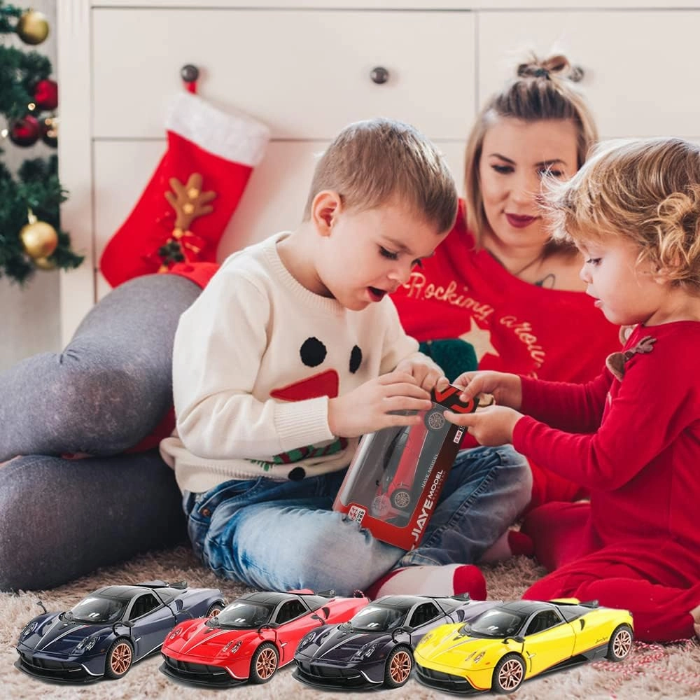 Diecast Toy Car Collectible Pagani Huayra Dinastia Sports Car Model,1:32 Scale Zinc Alloy Simulation Casting Pull Back Vehicles with Lights and Music for Toddlers Kids Children Gift(Red)