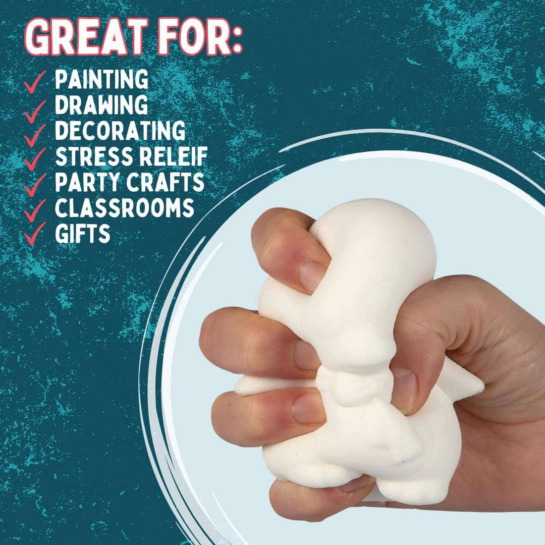 DIY Party Craft Kit Jumbo Ocean Pals Squishies (8 Unique Sea Animals w 12 Fabric Paints) -White Kawaii Scented Slow Rise Squishy Toys, Stress Relief Set, Summer Project, Birthday Activity Gift (4"-6")
