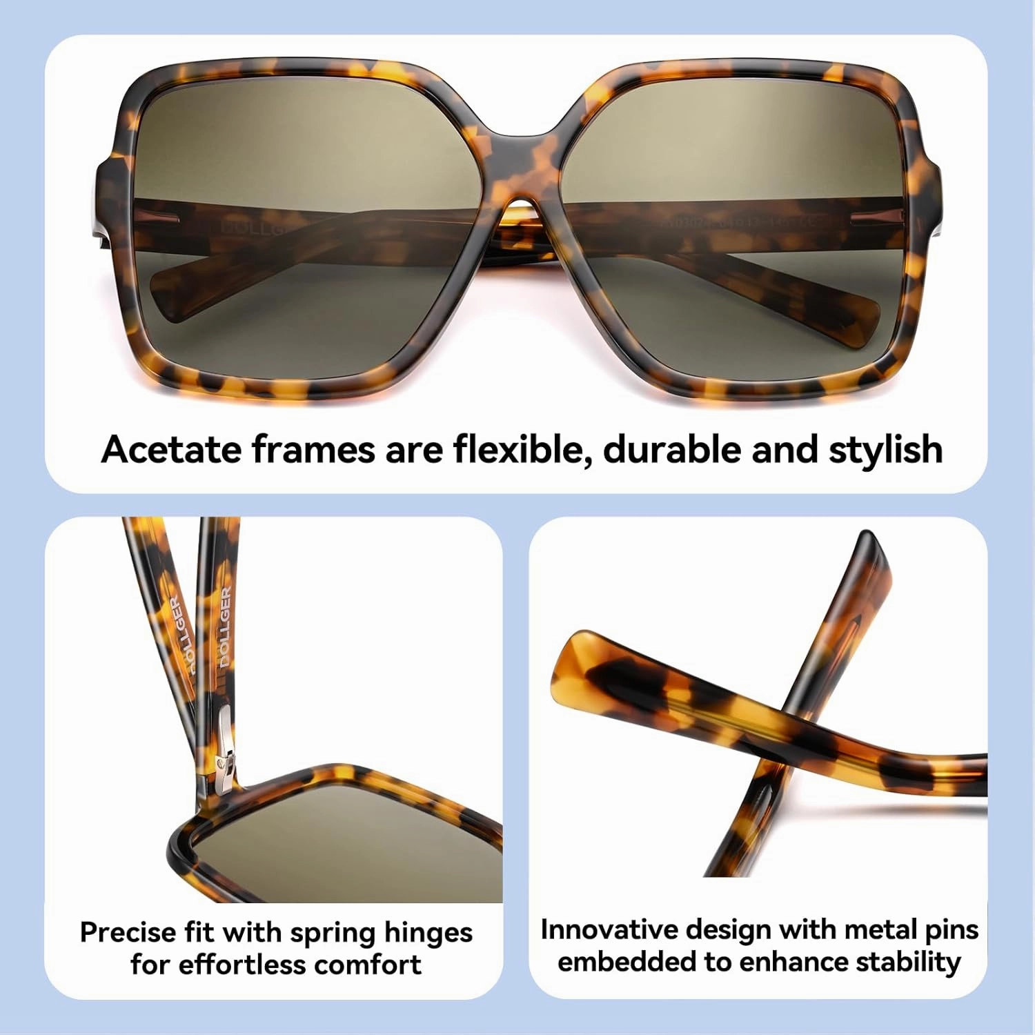 Dollger Oversized Square Sunglasses for Women Big Large Wide Fashion Shades for Men UV Protection Unisex