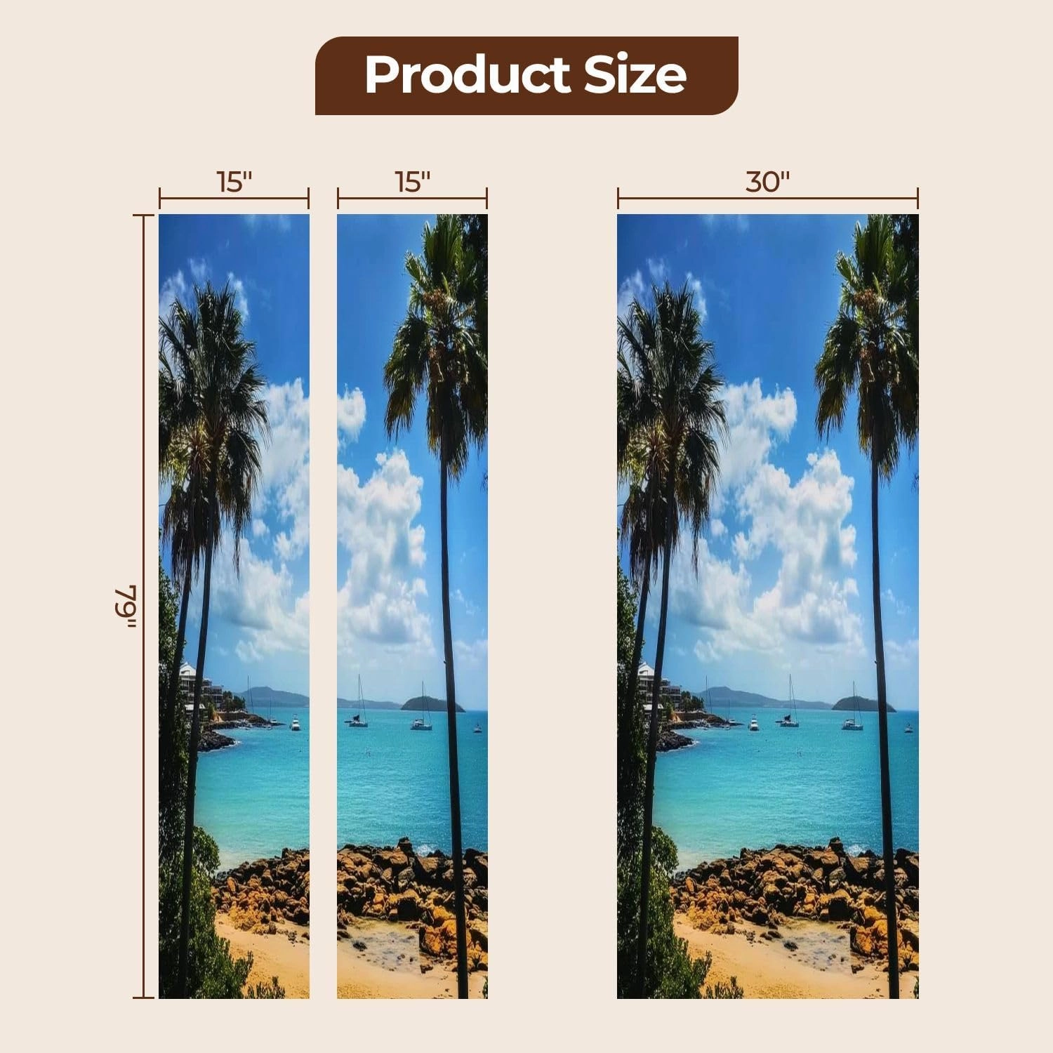 Door Sticker Decals 3D Noosa Beach Door Sticker Murals Peel and Stick Door Wallpaper Self-Adhesive Door Poster for Bedroom Living Room 30"x79"
