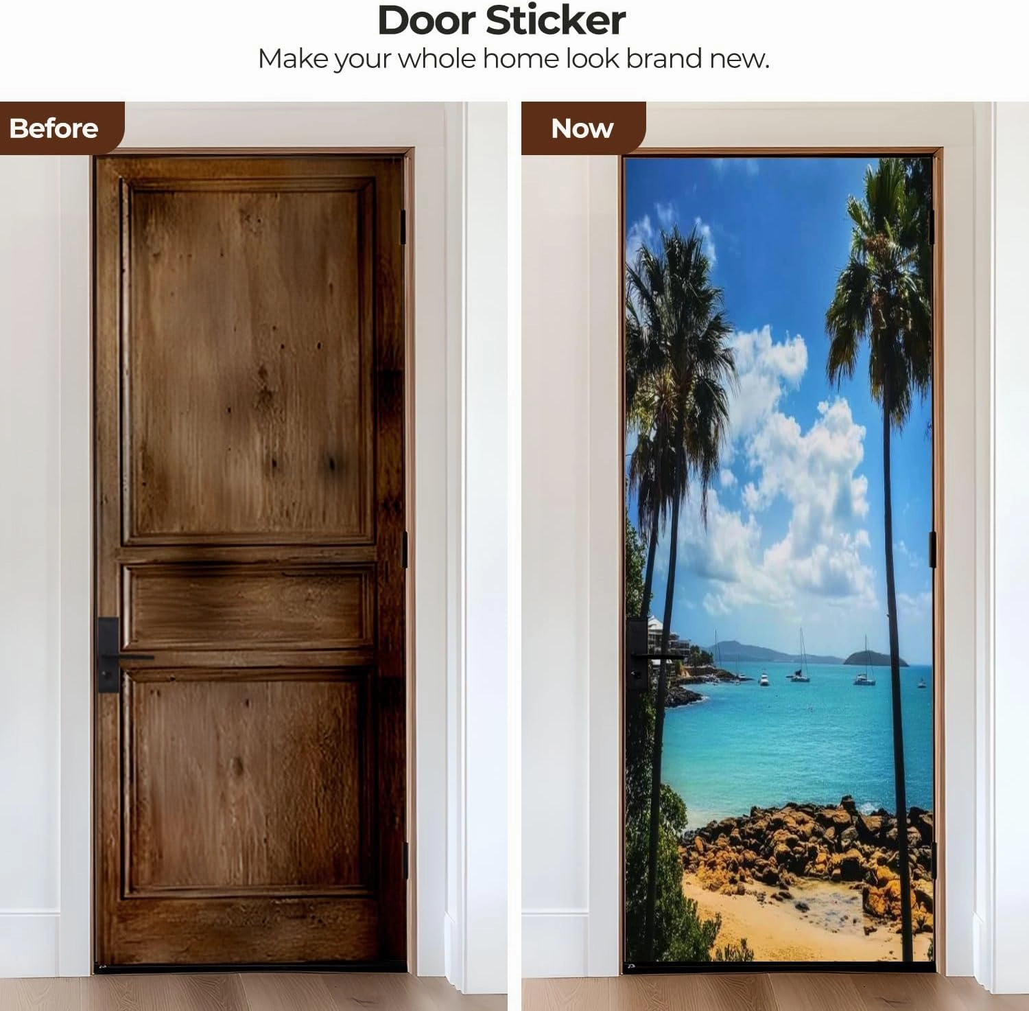 Door Sticker Decals 3D Noosa Beach Door Sticker Murals Peel and Stick Door Wallpaper Self-Adhesive Door Poster for Bedroom Living Room 30"x79"