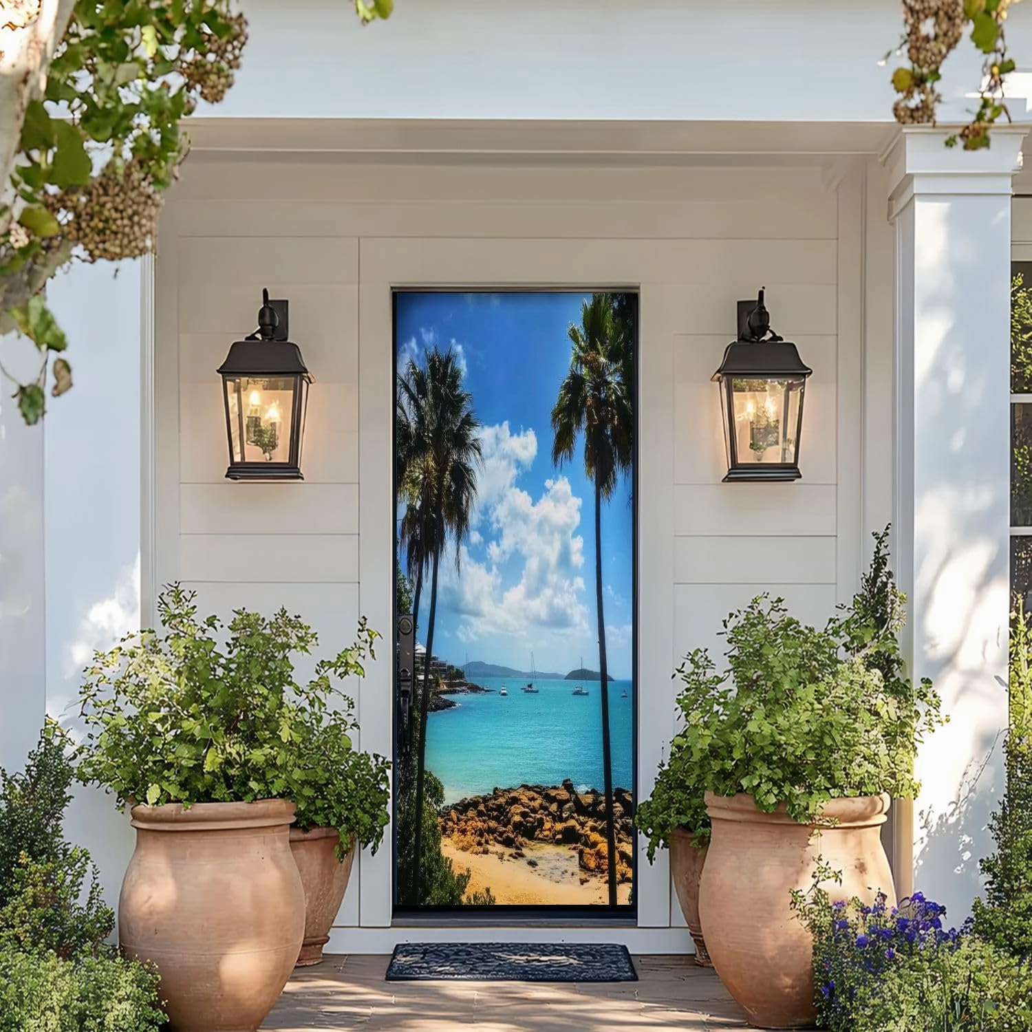 Door Sticker Decals 3D Noosa Beach Door Sticker Murals Peel and Stick Door Wallpaper Self-Adhesive Door Poster for Bedroom Living Room 30"x79"