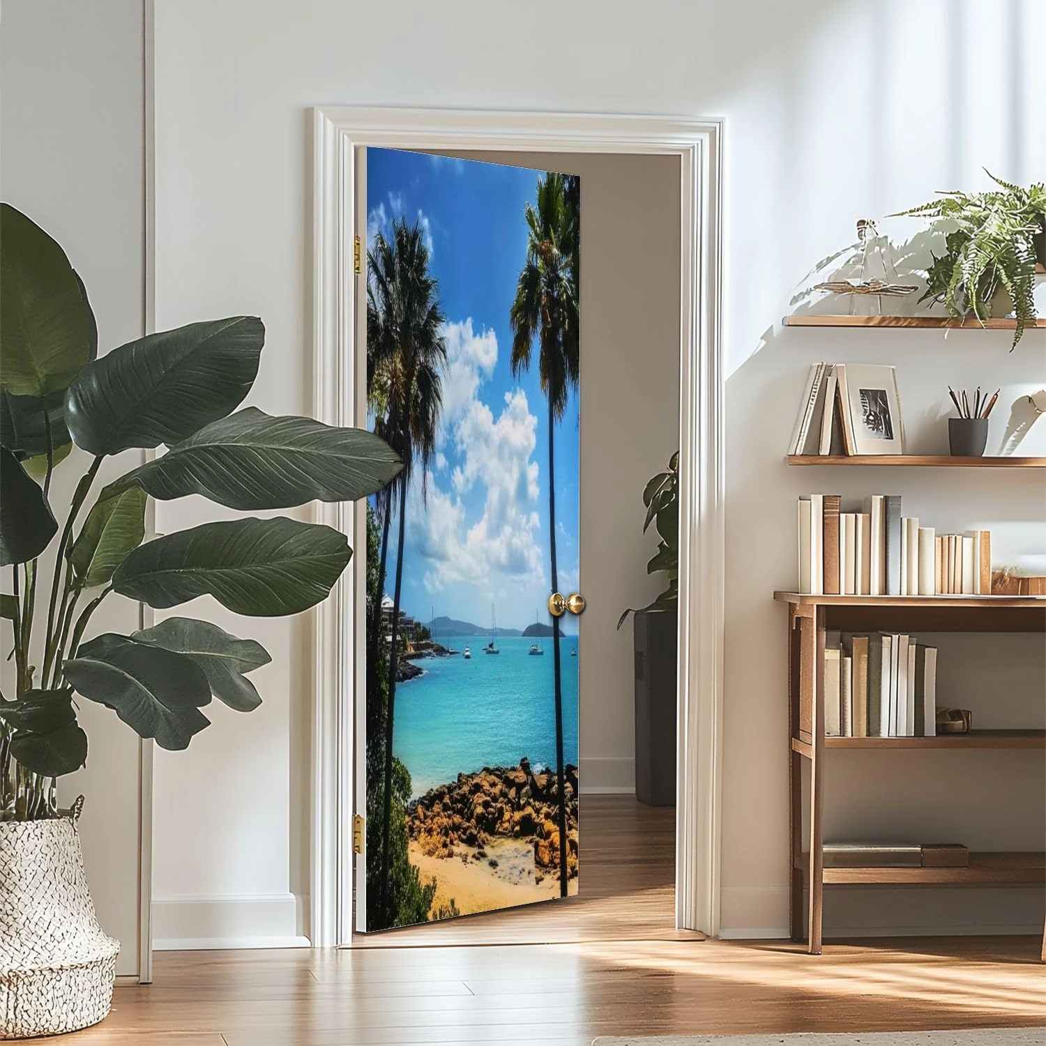 Door Sticker Decals 3D Noosa Beach Door Sticker Murals Peel and Stick Door Wallpaper Self-Adhesive Door Poster for Bedroom Living Room 30"x79"