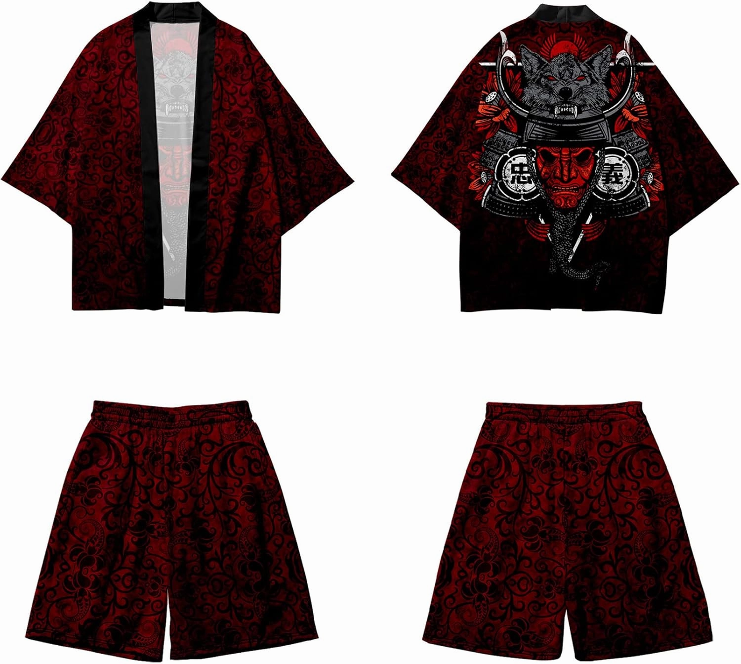 DOSLAVIDA Men's Japanese Style Kimono Set Lightweight Open Front Cardigan Suits Stylish Two Piece Summer Beach Outfits