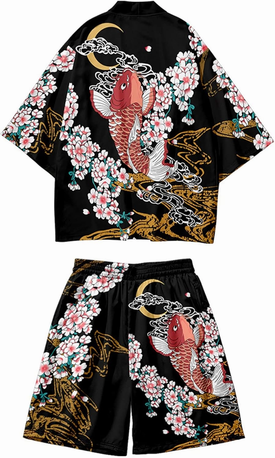 DOSLAVIDA Men's Japanese Style Kimono Set Lightweight Open Front Cardigan Suits Stylish Two Piece Summer Beach Outfits