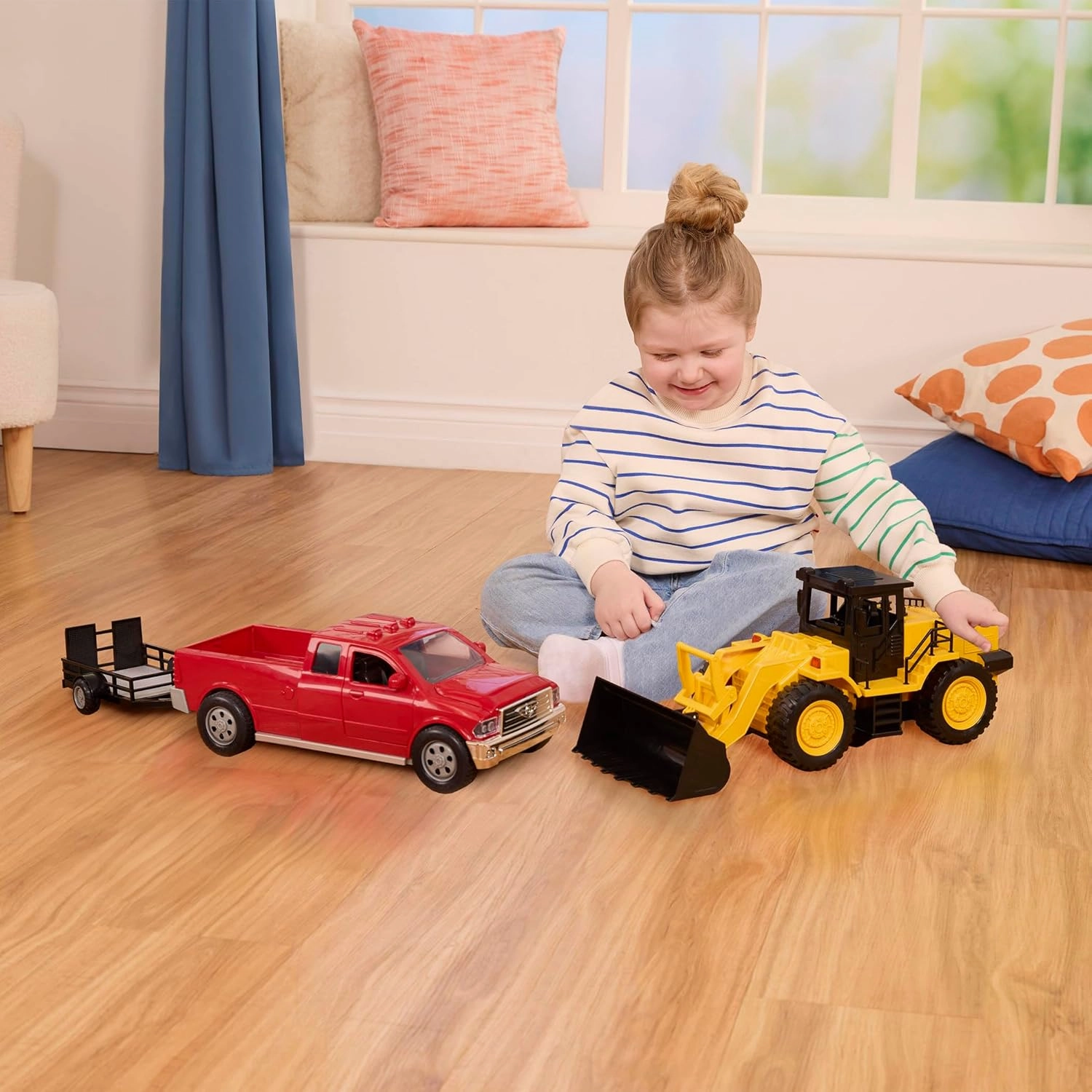 Driven by Battat – Red Toy Pick-Up Truck for Kids – Toy Pickup – Lights & Sounds – Movable Parts – 3 Years   – Red Pickup Truck, 15 inches