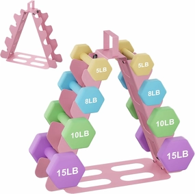 Dumbbell Rack(Dumbbells not included),A-Frame Metal Dumbbell Holder with Handle,Multilevel Weight Storage Organizer for Dumbbells,Tree Shape Compact Weight Rack/Holder,Perfect for Women Home Gym
