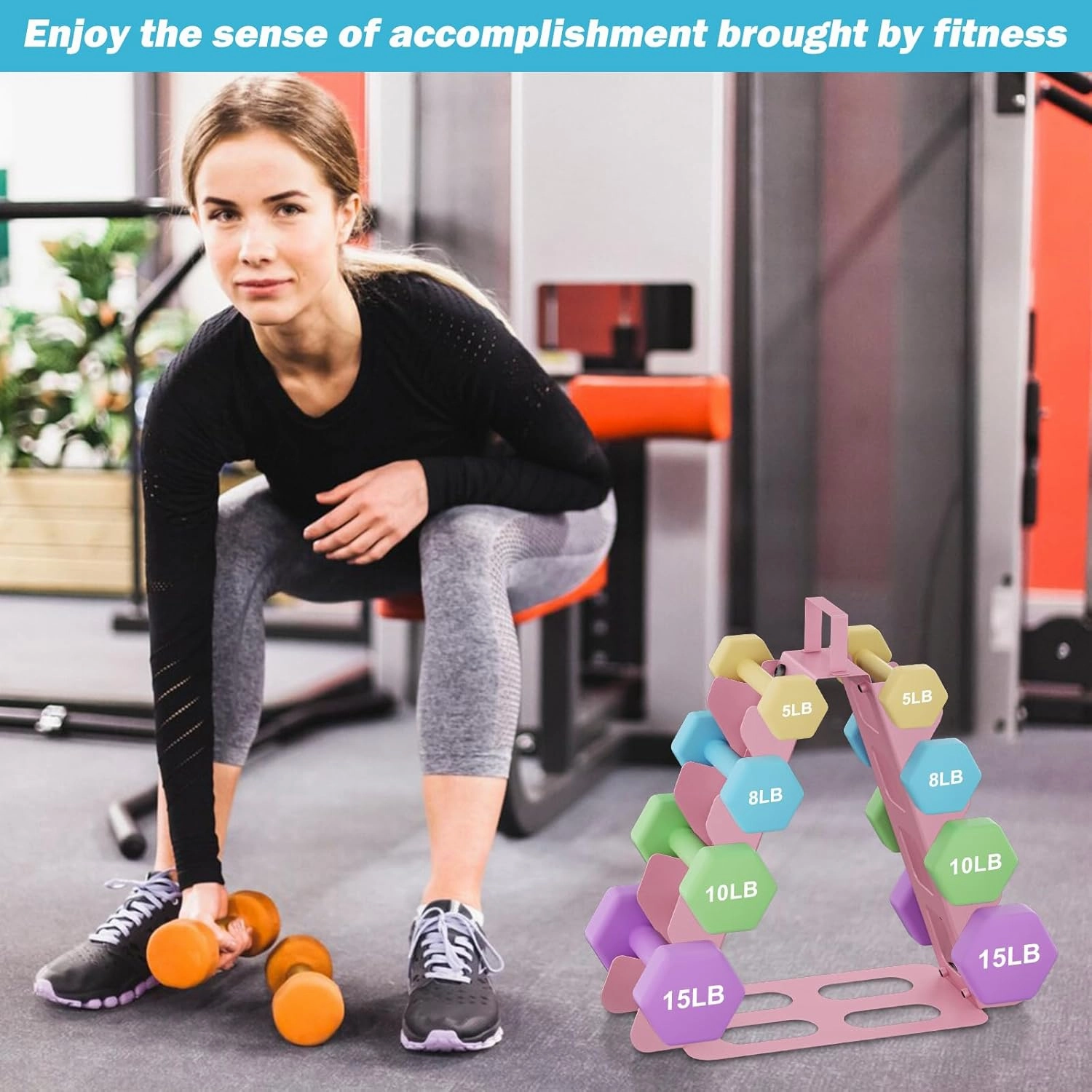 Dumbbell Rack(Dumbbells not included),A-Frame Metal Dumbbell Holder with Handle,Multilevel Weight Storage Organizer for Dumbbells,Tree Shape Compact Weight Rack/Holder,Perfect for Women Home Gym