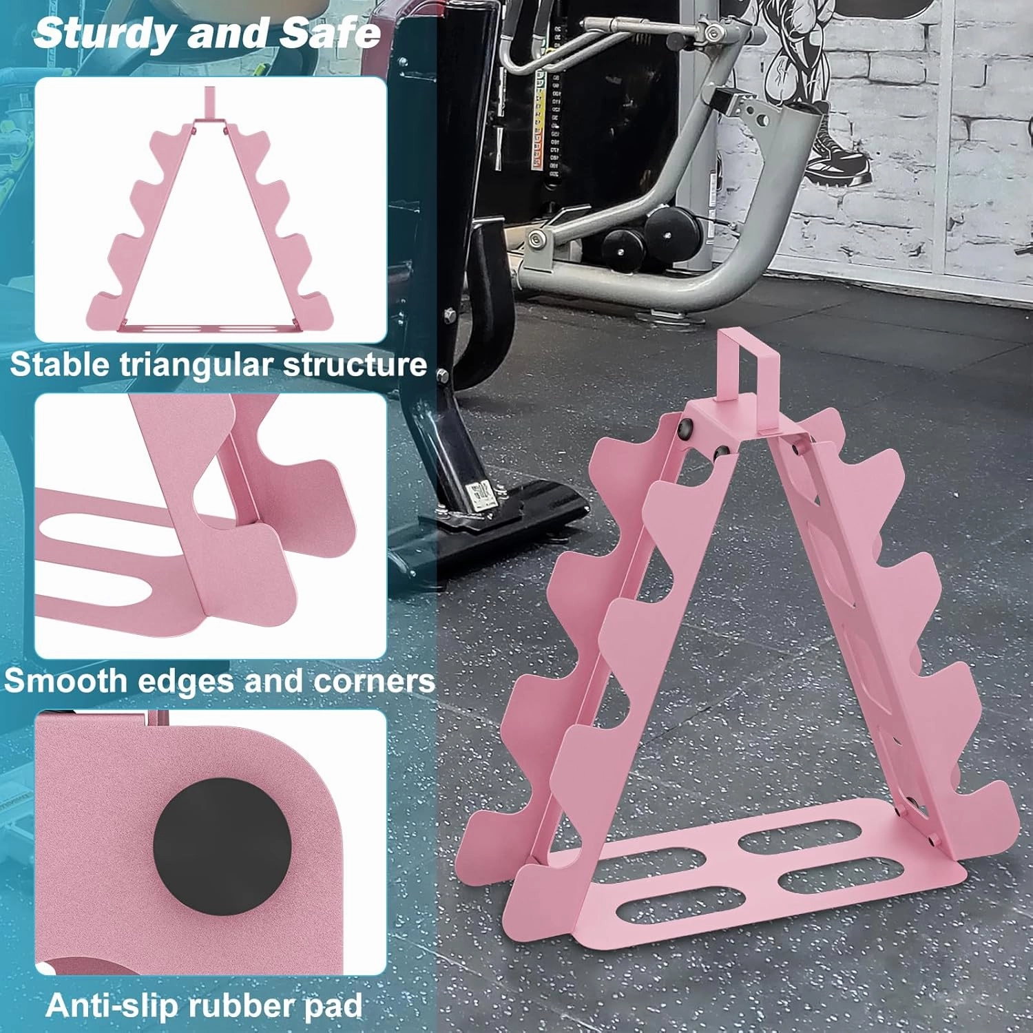 Dumbbell Rack(Dumbbells not included),A-Frame Metal Dumbbell Holder with Handle,Multilevel Weight Storage Organizer for Dumbbells,Tree Shape Compact Weight Rack/Holder,Perfect for Women Home Gym