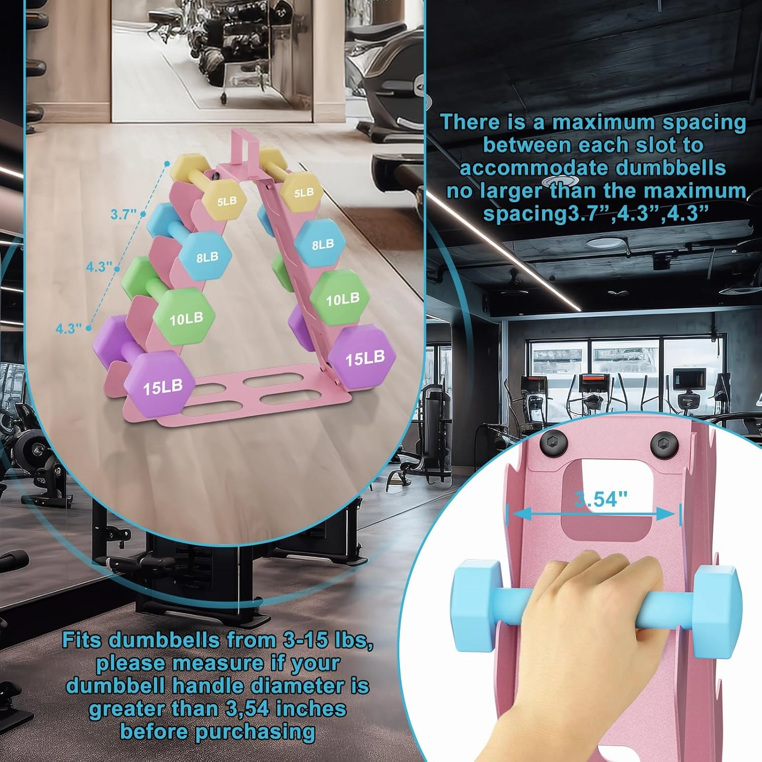 Dumbbell Rack(Dumbbells not included),A-Frame Metal Dumbbell Holder with Handle,Multilevel Weight Storage Organizer for Dumbbells,Tree Shape Compact Weight Rack/Holder,Perfect for Women Home Gym