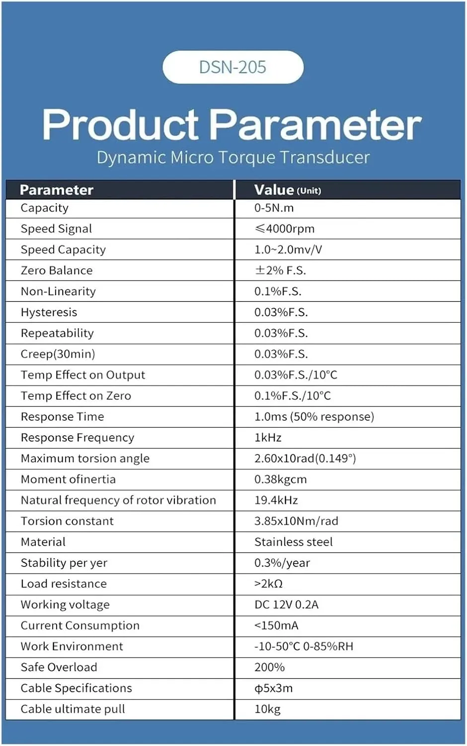 Dynamic Rotary Torque Sensor, Small Range 0-5Nm, with Slip Rings for Shaft Torsion Testing(1NM)
