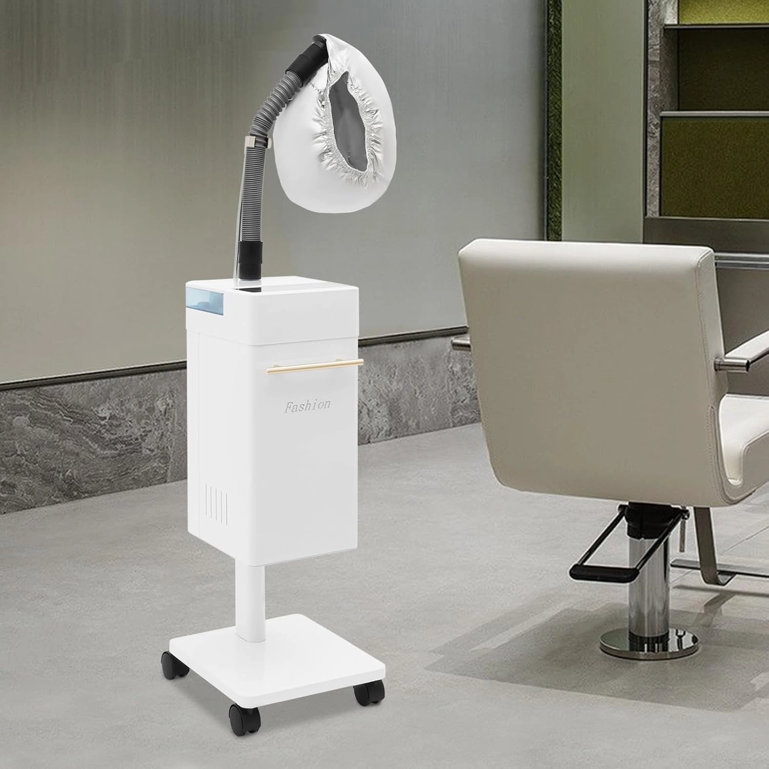 DYRABREST Professional Nano Hair Steamer Heavy-Duty Nano Steam Hair Treatment Machine Freestanding Multi-Function Hair Care Steamer for Color, Spa, Scalp Care, 4 Wheels & External Tank (White)