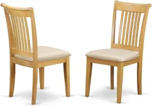East West Furniture POC-OAK-C Portland Dining Chairs - Linen Fabric Upholstered Solid Wood Chairs, Set of 2, Oak
