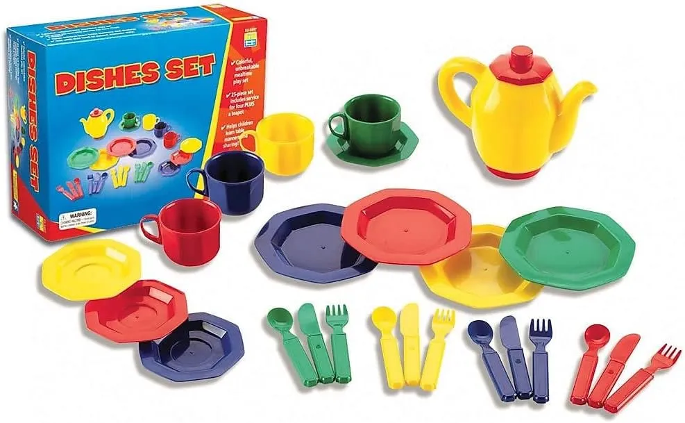 Educational Insights Dishes Set: Pretend Play Kitchen, Set of 25, Ages 3 