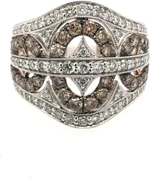 Effy - White 14 Karat Fashion Ring with 1.48Tw Round White and Champagne Diamonds. List Price $3250.00!