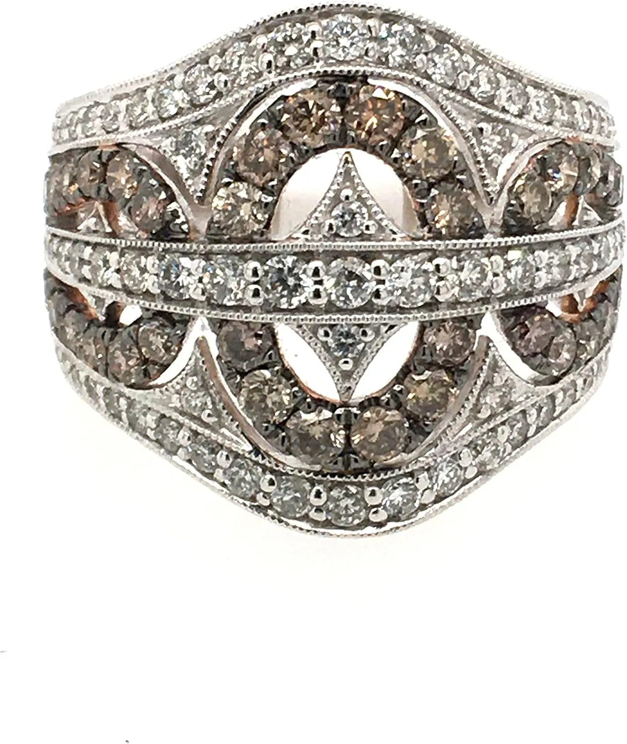 Effy - White 14 Karat Fashion Ring with 1.48Tw Round White and Champagne Diamonds. List Price $3250.00!