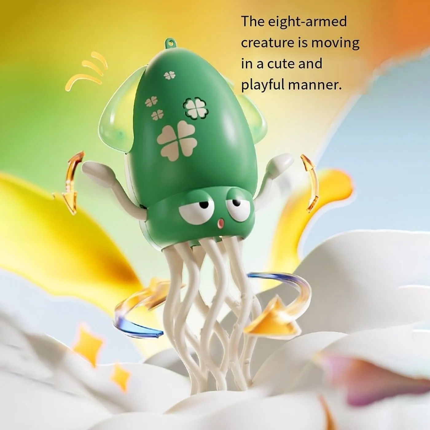 Electric Dancing Wiggly Wonder Octopus Toy, Smart Tentacle Explorer, Squid Toy with Auto Obstacle Avoidance, USB Rechargeable with LED Lights & Music, Interactive Robotic Playful(Green)
