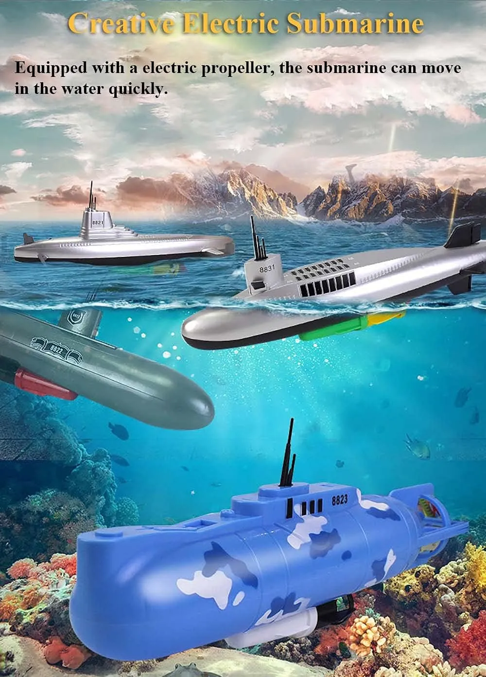 Electric Pigboat Bathtub Submarine - Funny Pool Toy, Military Model, Floating Water Toy