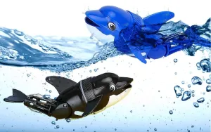 Electric Rollover Dolphin Bath Toy, Bathtub Rolling Fish Toy Tubmling Dolphin Tub Toy Swimming Dolphin Bathtub Toy Simulated Fish Water Toy (Blue Black)