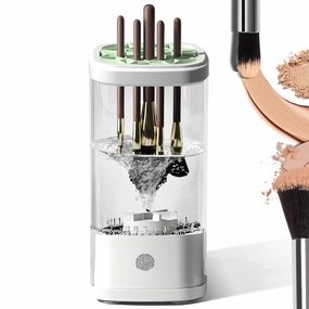 Electric Makeup Brush Cleaner Machine 2025 Automatic Spinning Makeup Brush Washer & Holder Quick Efficient for Deep Cleaning All Size Brushes, Portable for Travel Home Use, Gifts for Women(White)
