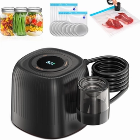 Electric Mason Jar Vacuum Sealer Kit for Wide and Regular Mouth, HUIJUTCHEN Cordless Mason Jar Sealer Vacuum Kit with LED Display for Power, Work Time, Mason Jar Sealer Vacuum (Auto Pause)