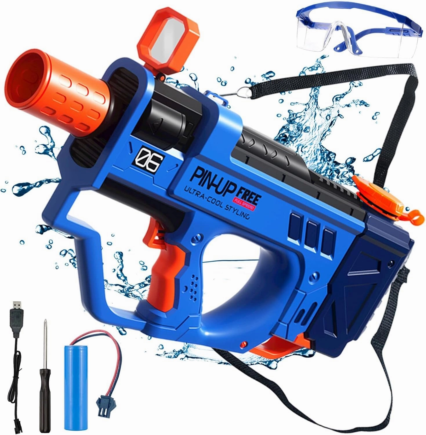 Electric Water Gun for Adults Kids, Motorized Squirt Guns with Rechargeable Battery & 800cc High Capacity, Long Distance Automatic Water Guns up to 32 FT Range,Water Blaster Beach Pool Toys (Blue)